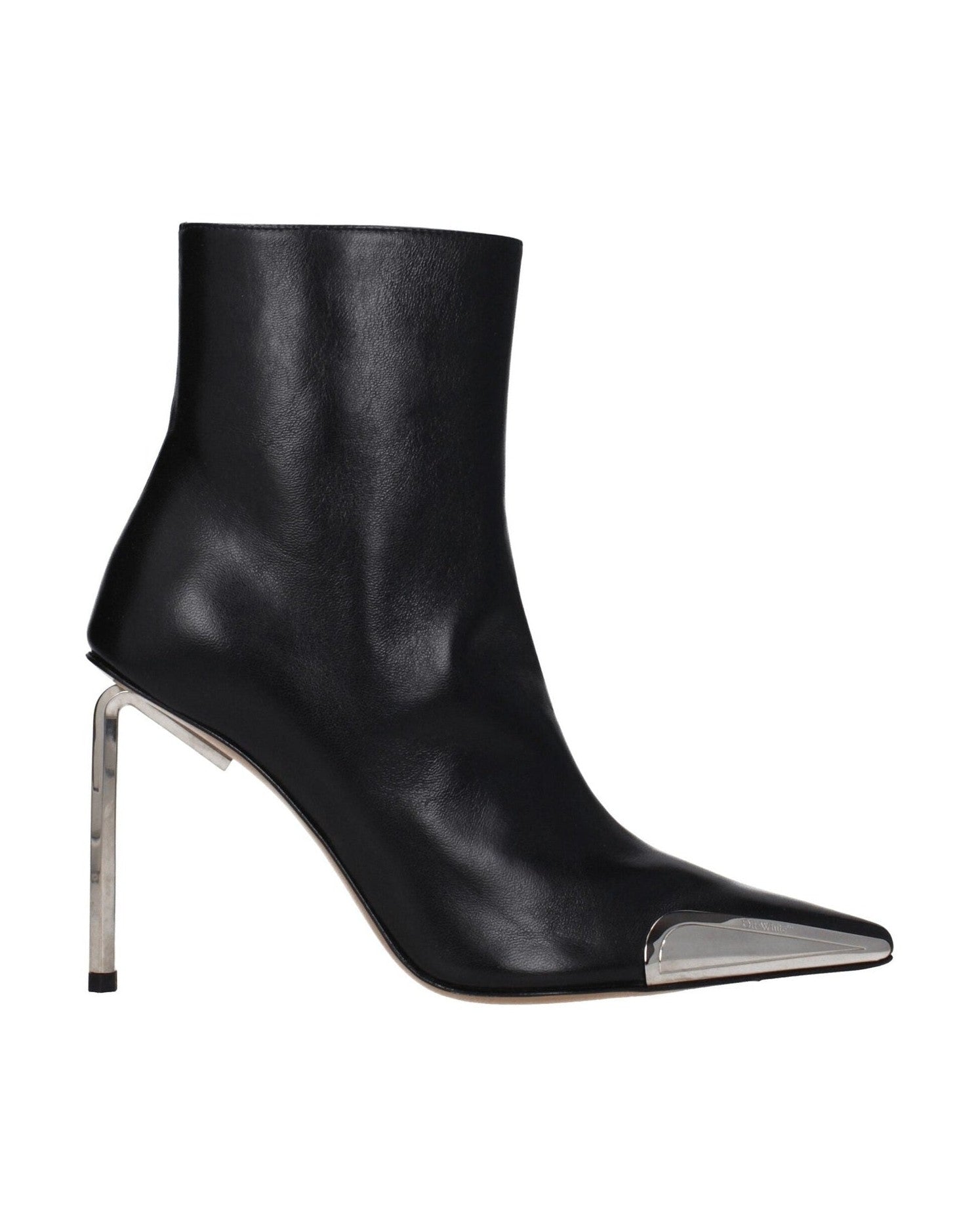 Off-White Black Leather Ankle Boots Glam Steals
