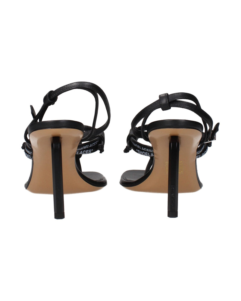 Off- Leather White Flip-flop Sandals Heels