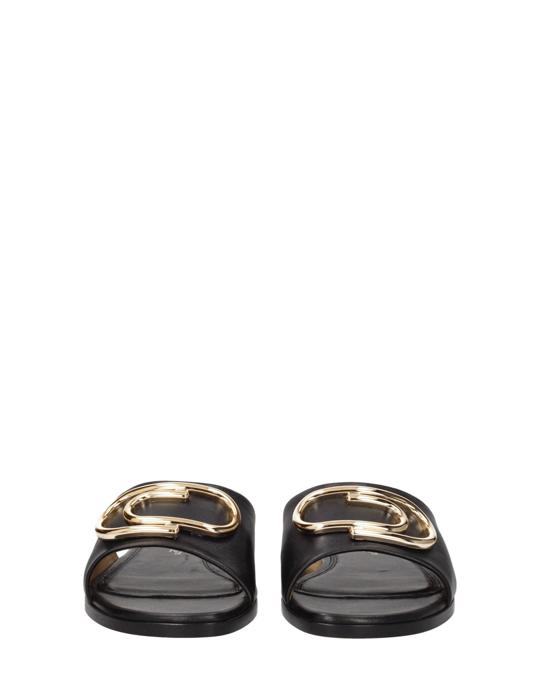 Off-White Black Leather Slippers Sandals Glam Steals