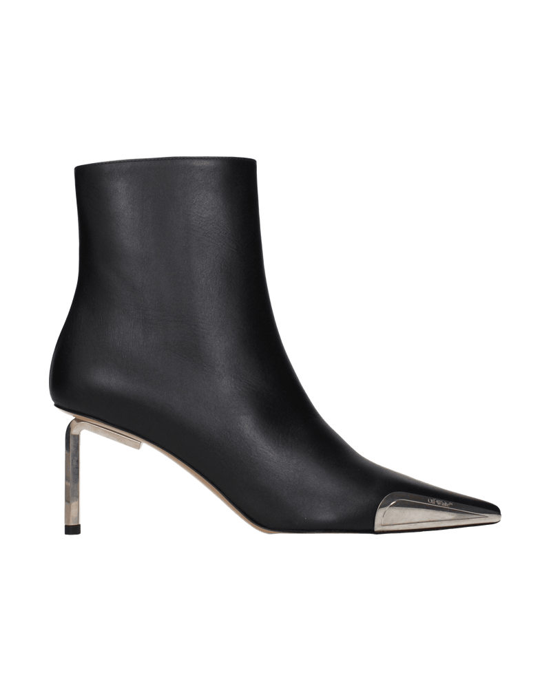 Off- Leather White Ankle Boots Glam Steals