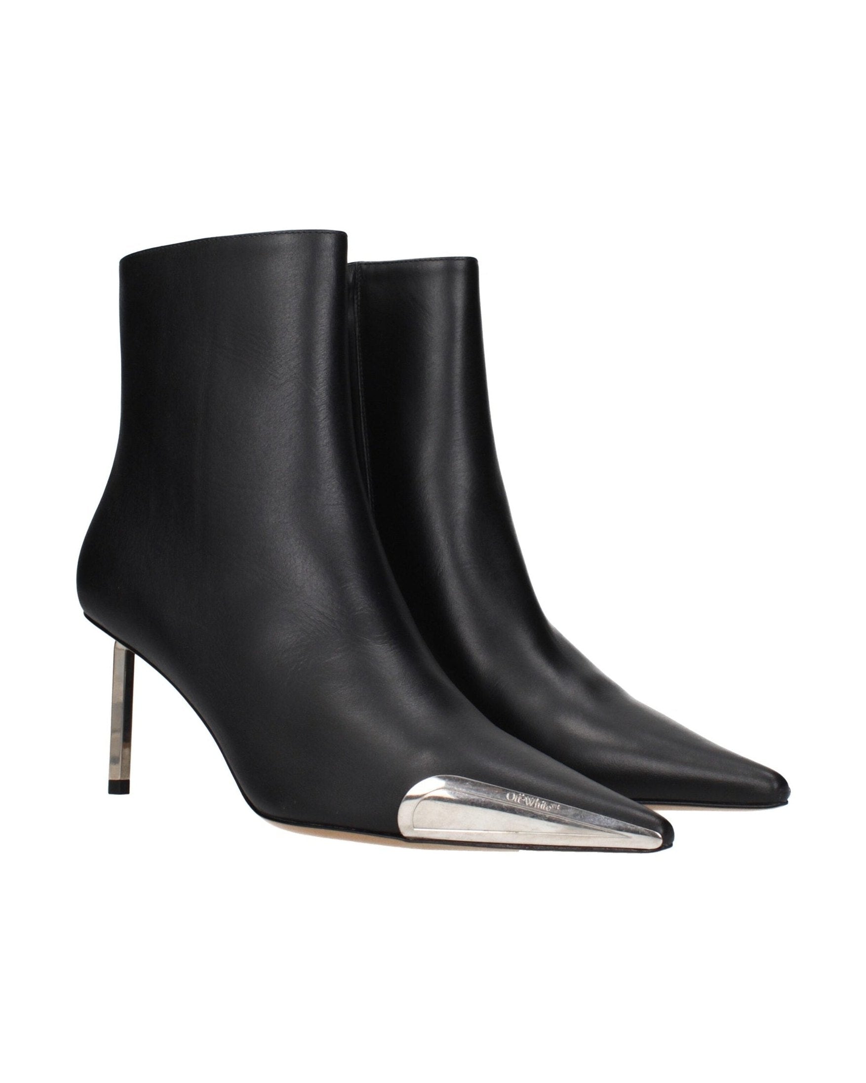 Off-white Leather Ankle Boots Boots