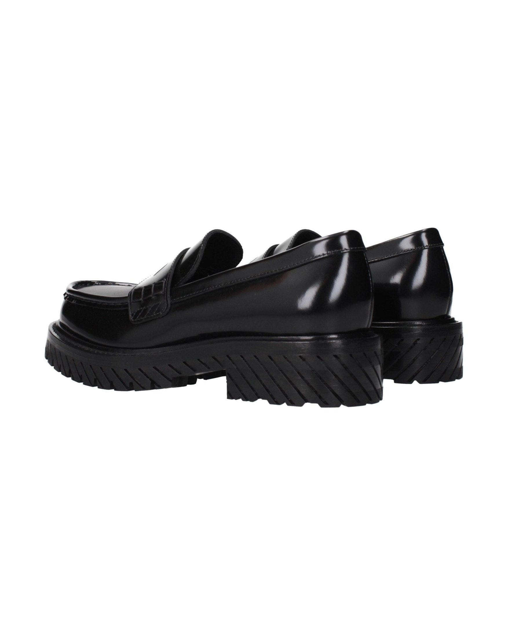 Off-white Leather Off Slip On Loafers Flats