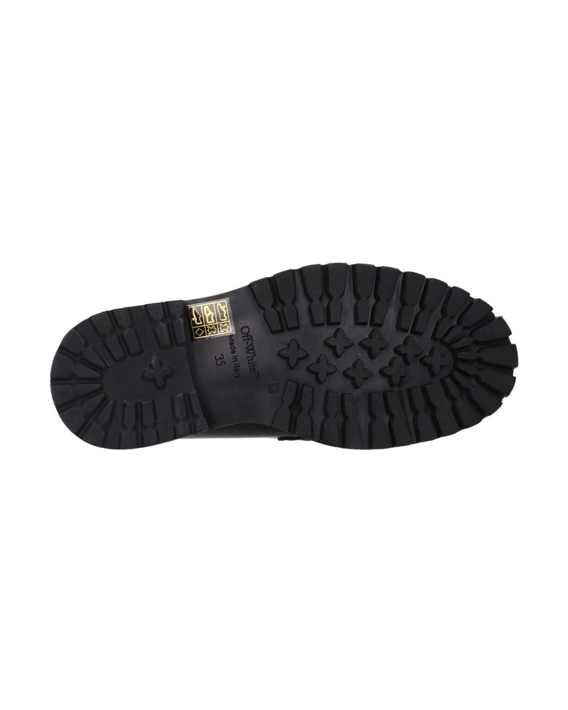 Off-white Leather Off Slip On Loafers Flats