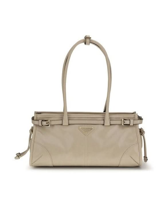 Prada Beige Calf Leather Bos Taurus Shoulder Bag Glam Steals