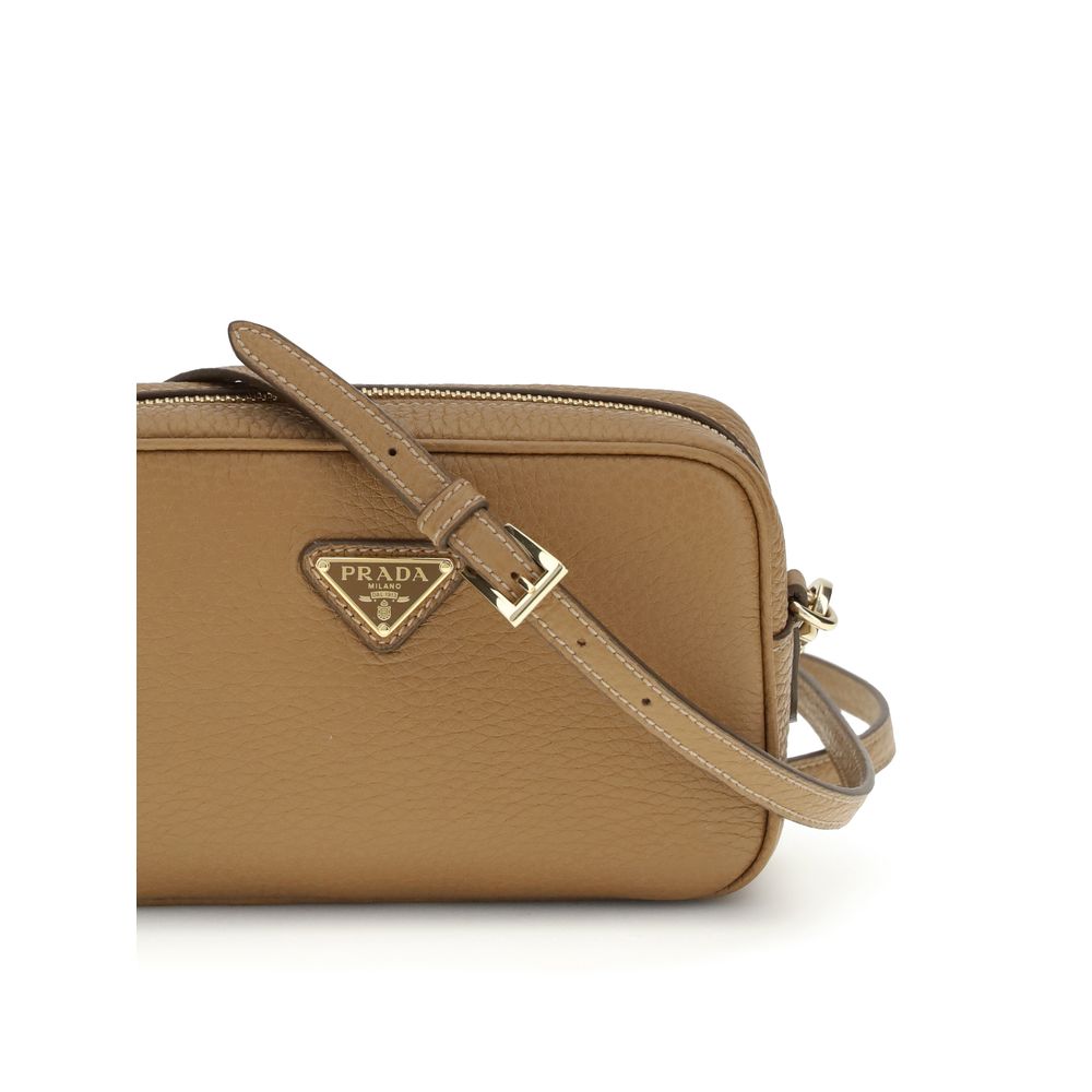 Prada Beige Calf Leather Bos Taurus Shoulder Bag Glam Steals