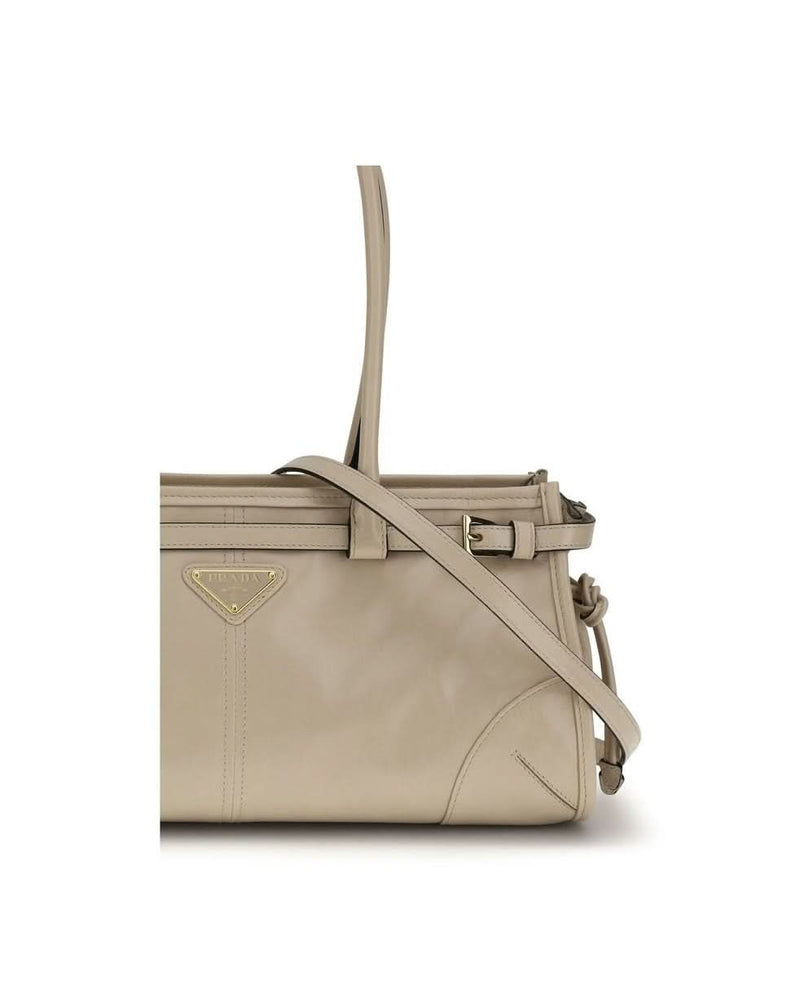 Prada Beige Calf Leather Bos Taurus Shoulder Bag Glam Steals