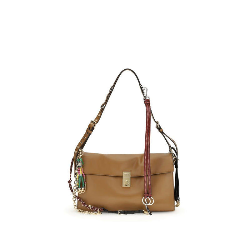 Prada Beige Calf Leather Bos Taurus Shoulder Bag Glam Steals