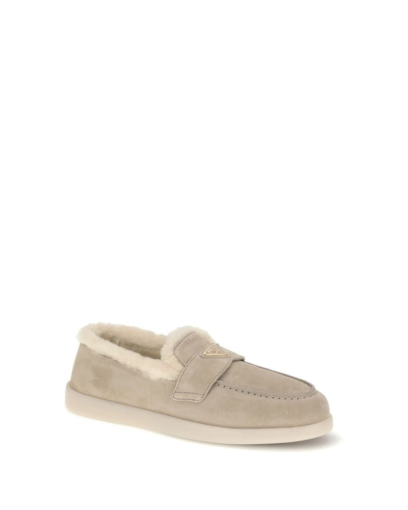 Prada Beige Calf Leather Bos Taurus Slip On Loafers 