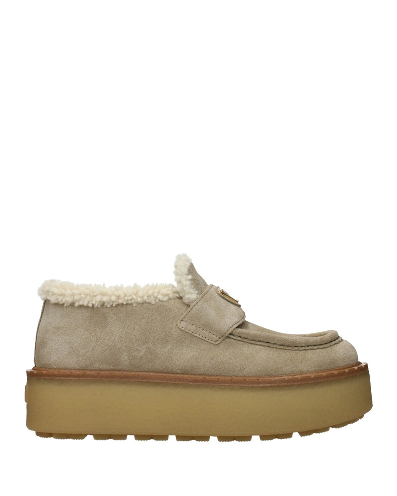 Prada Beige Leather Platform Loafers Glam Steals