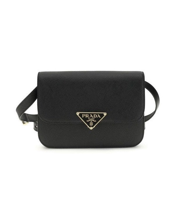 Prada Black Calf Leather Bos Taurus Shoulder Bag Glam Steals