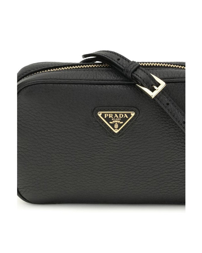 Prada Black Calf Leather Bos Taurus Shoulder Bag Glam Steals