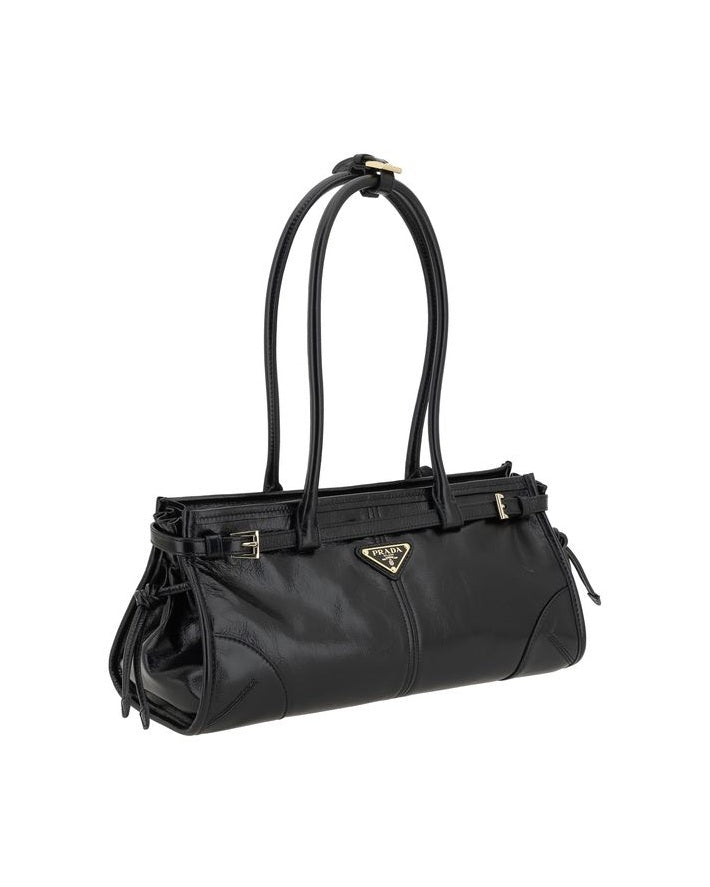 Prada Black Calf Leather Bos Taurus Shoulder Bag Glam Steals