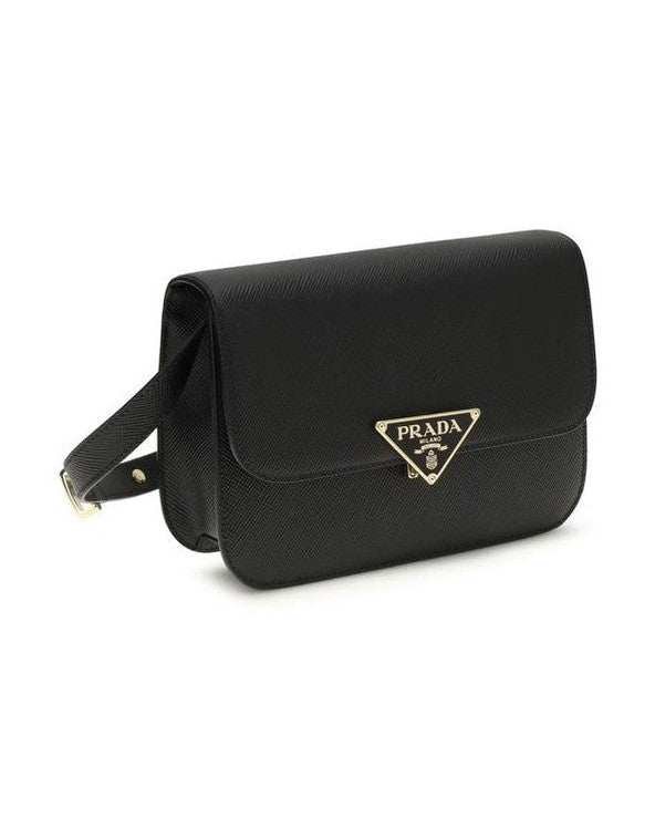 Prada Black Calf Leather Bos Taurus Shoulder Bag Glam Steals