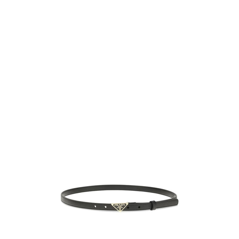 Prada Black Calf Leather Bos Taurus Thin Belt Glam Steals