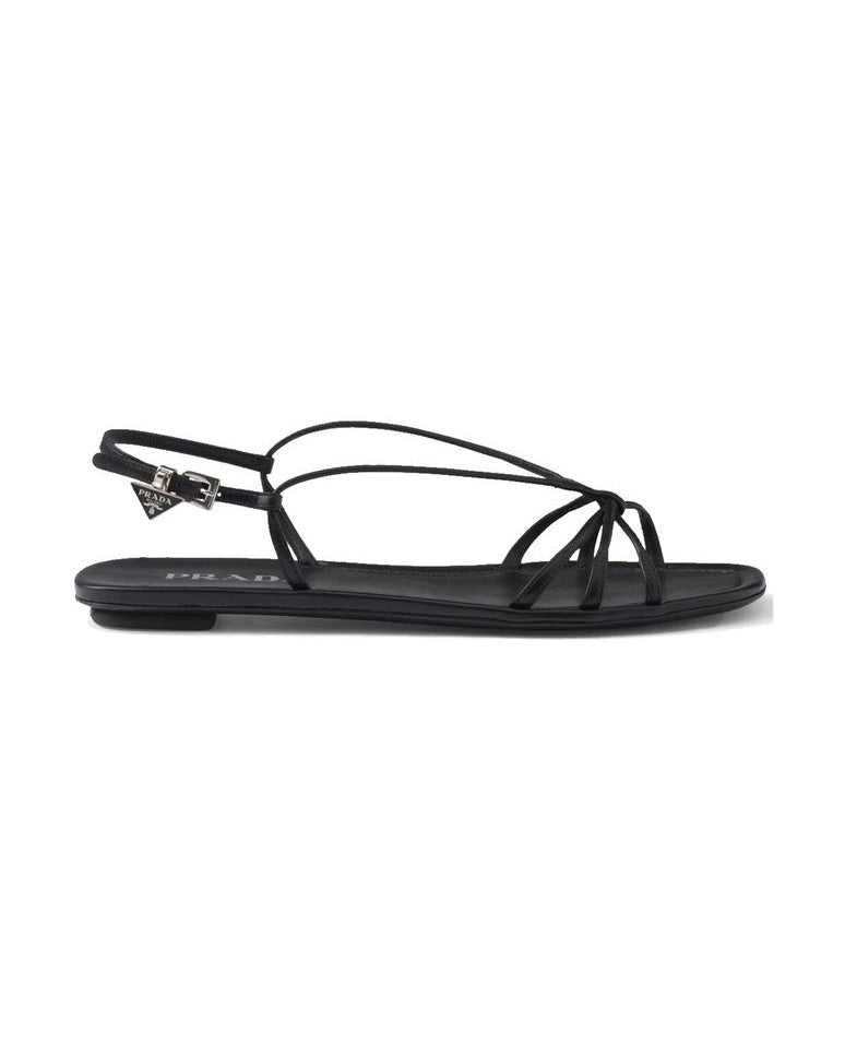 Prada Black Calfskin Strap Sandals Sandals