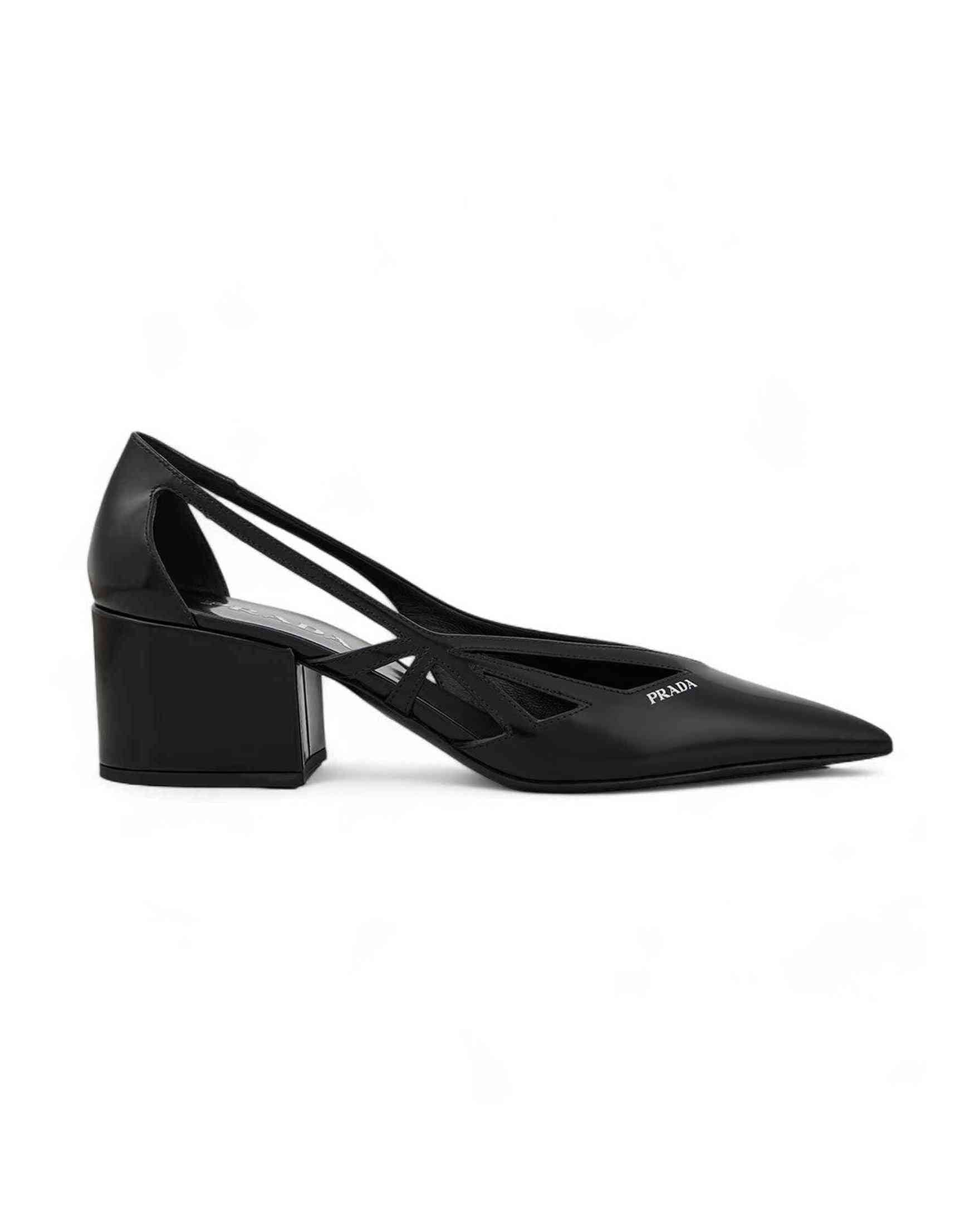 Prada Black Leather Cut Out Pumps 55 Glam Steals