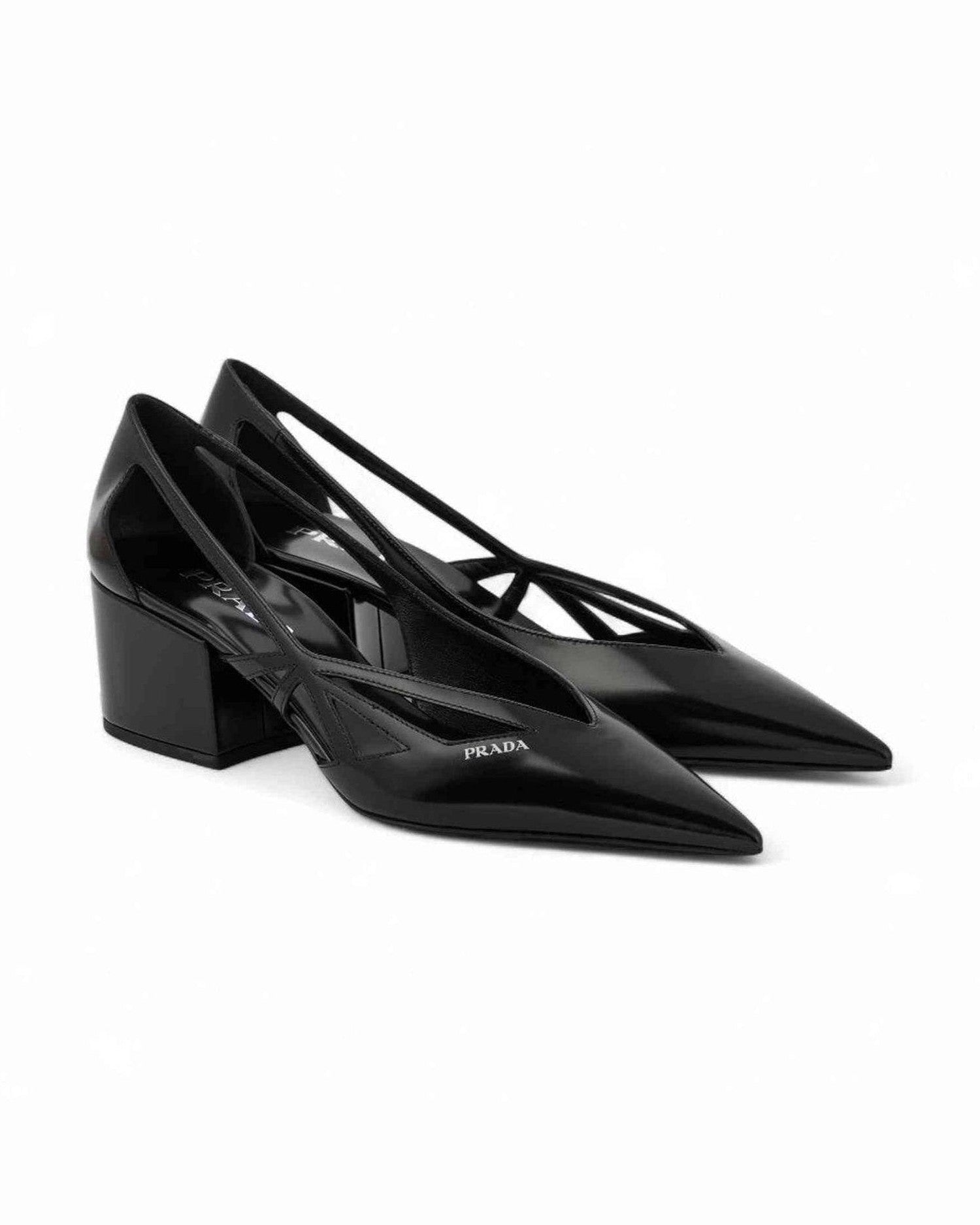 Prada Black Leather Cut Out Pumps 55 Glam Steals