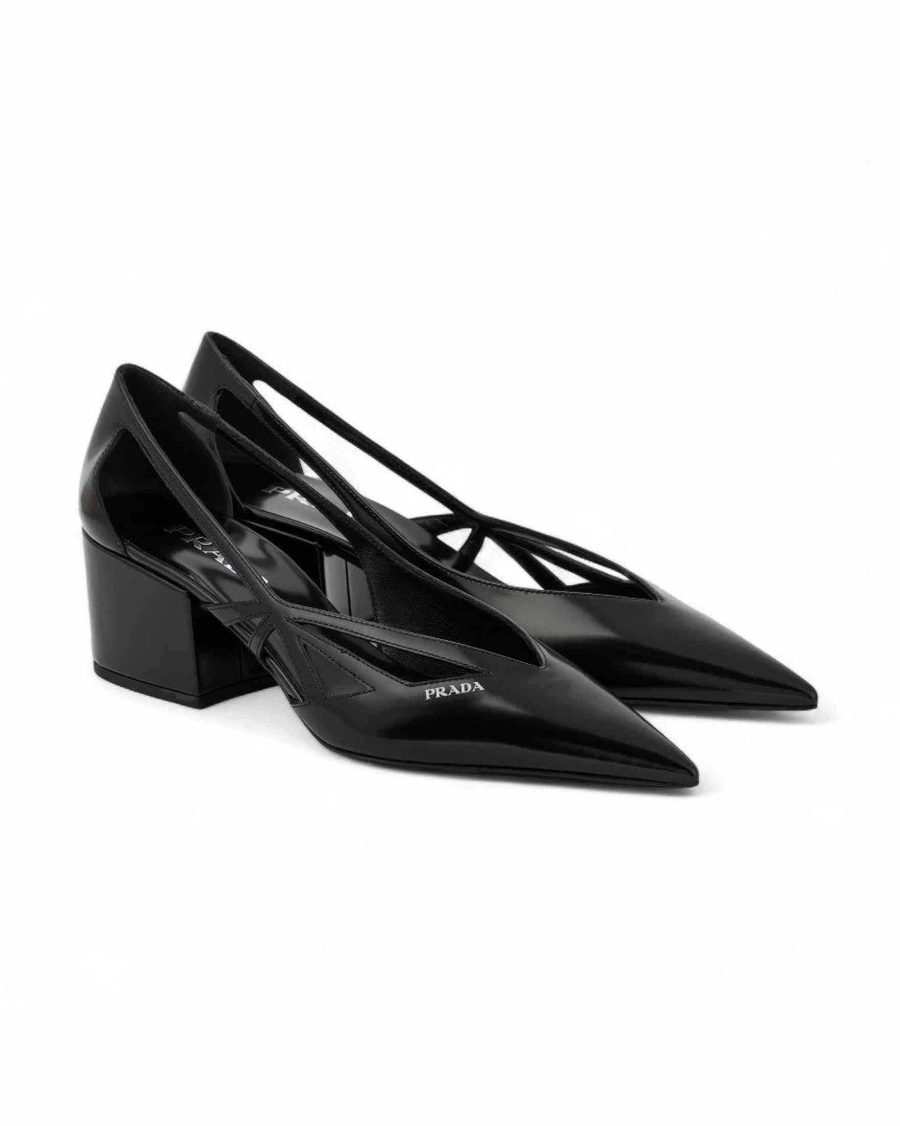 Prada Black Leather Cut Out Pumps 55 Glam Steals