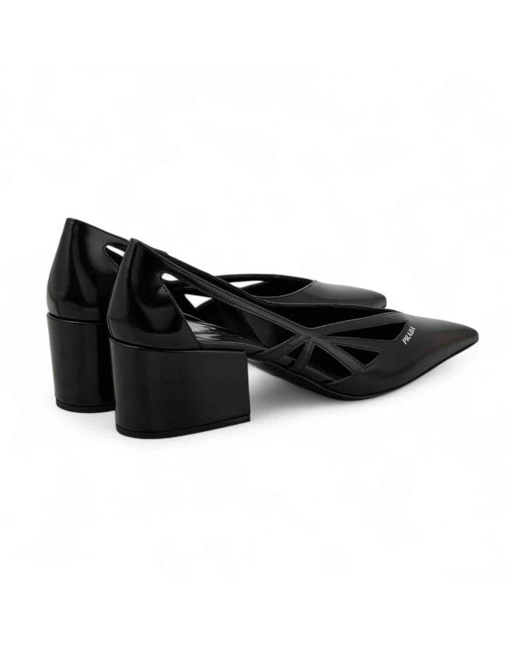 Prada Black Leather Cut Out Pumps 55 Glam Steals