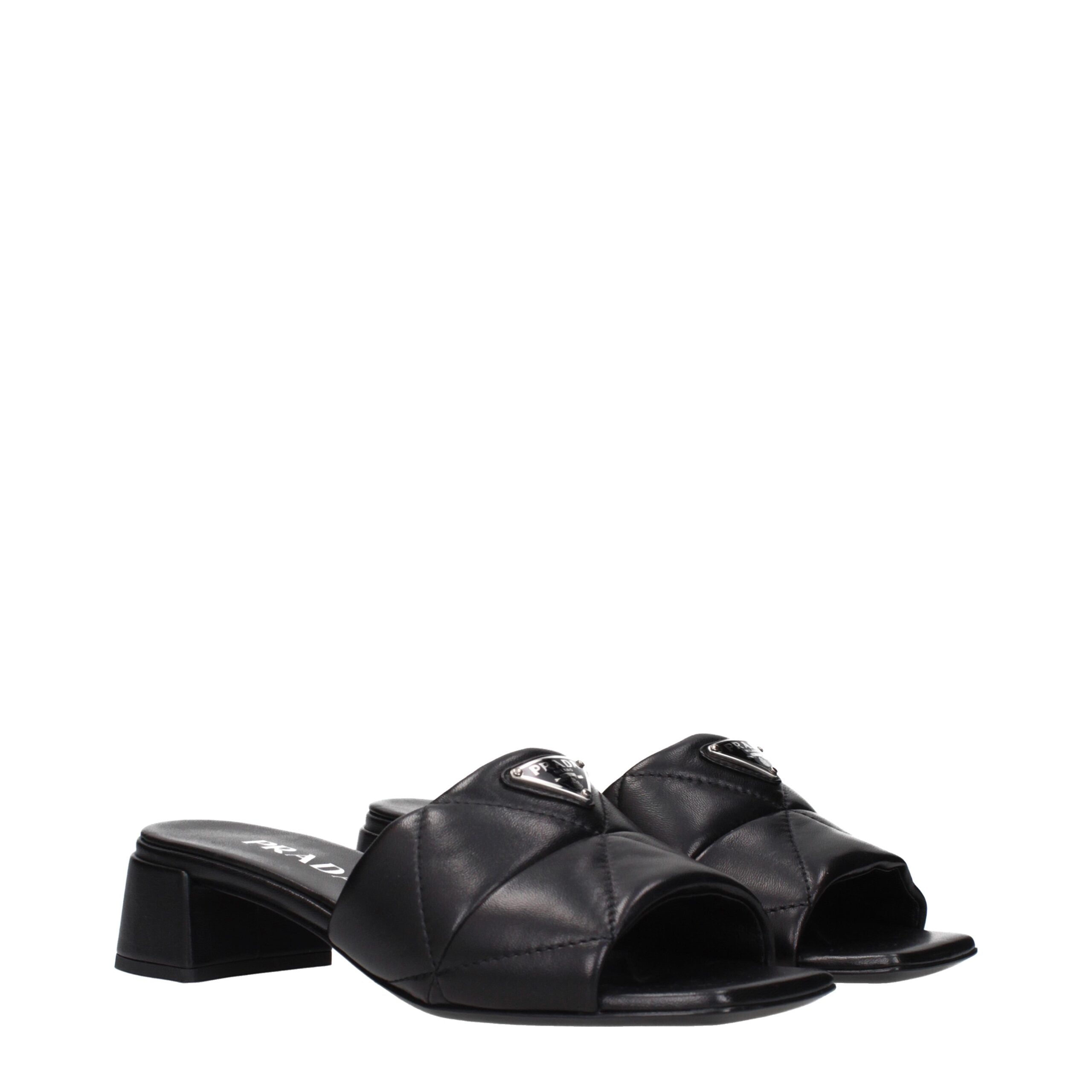 Prada Black Leather Flat Sandals Glam Steals