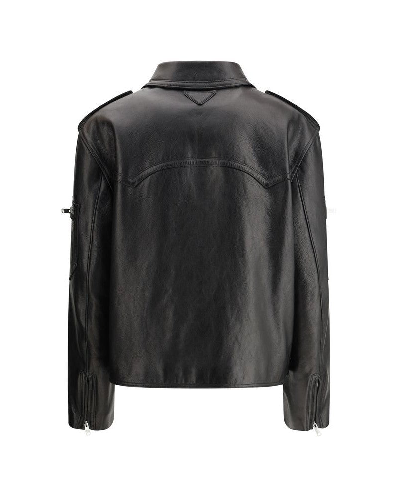Prada Black Leather Jacket Glam Steals