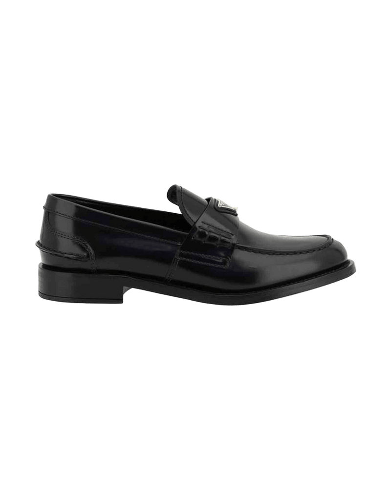 Prada Black Leather Logo Loafers Glam Steals