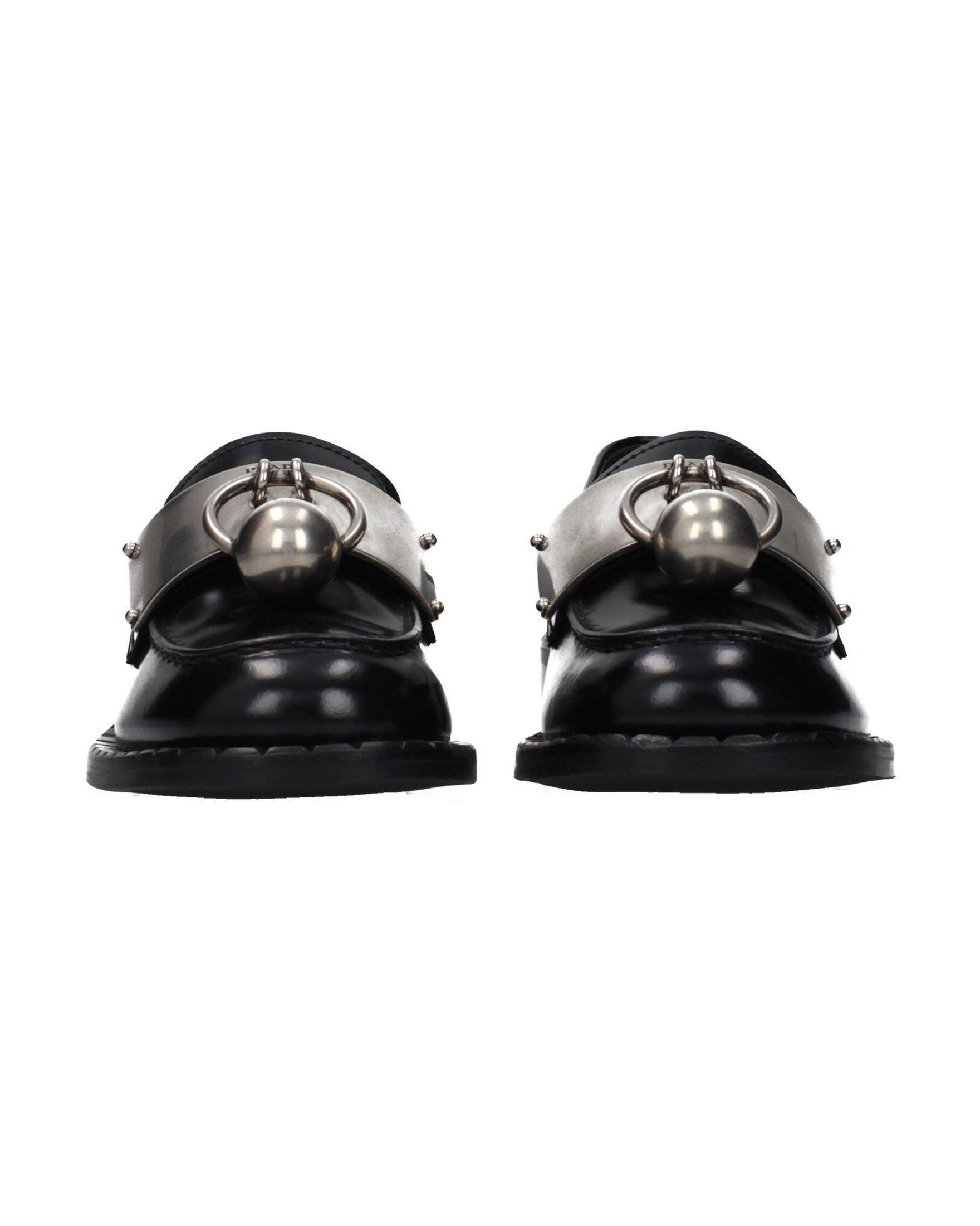 Prada Black Leather Slip On Loafers 