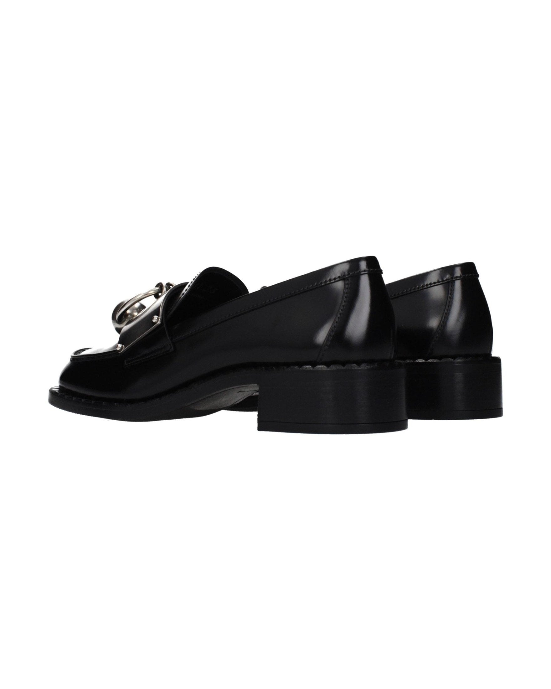Prada Black Leather Slip On Loafers 