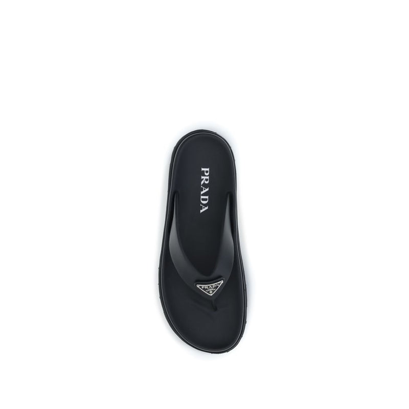 Prada Black Rubber Flip Flop Sandals Glam Steals