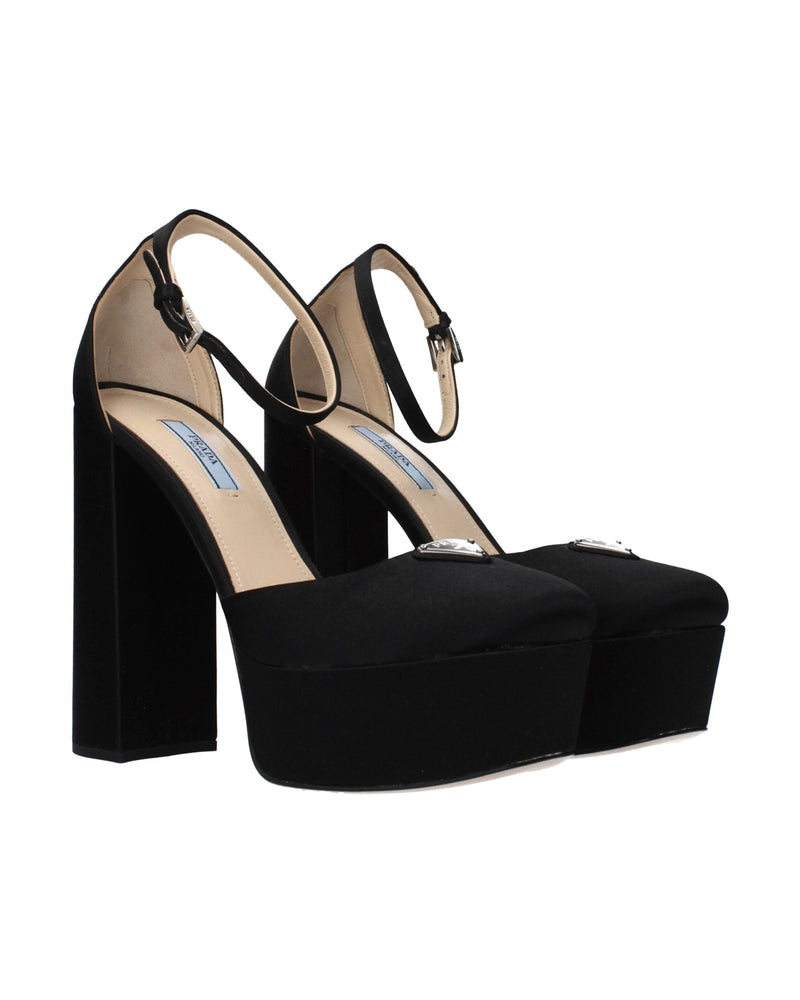 Prada Black Satin Platform Pumps Glam Steals