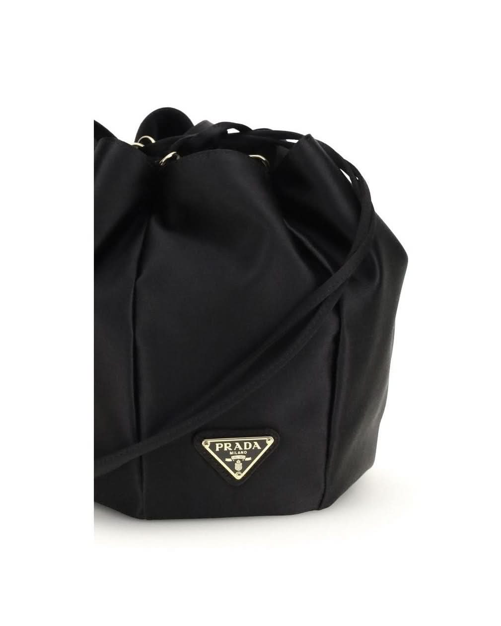 Prada Black Silk Bucket Bag 