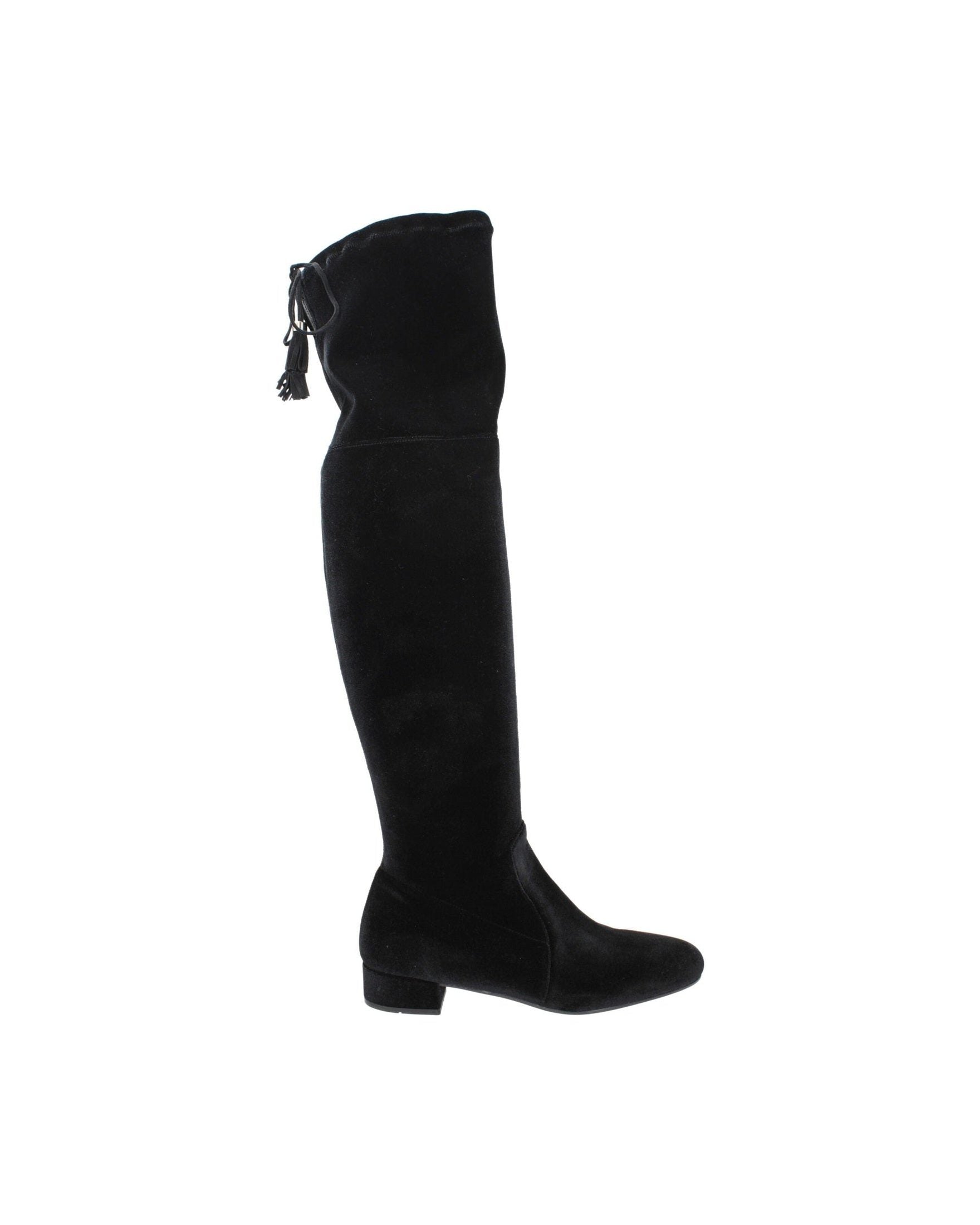 Prada Black Velvet Over The Knee Boots