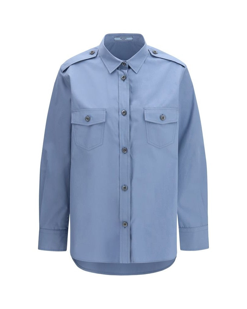 Prada Blue Cotton Dress Shirt Glam Steals