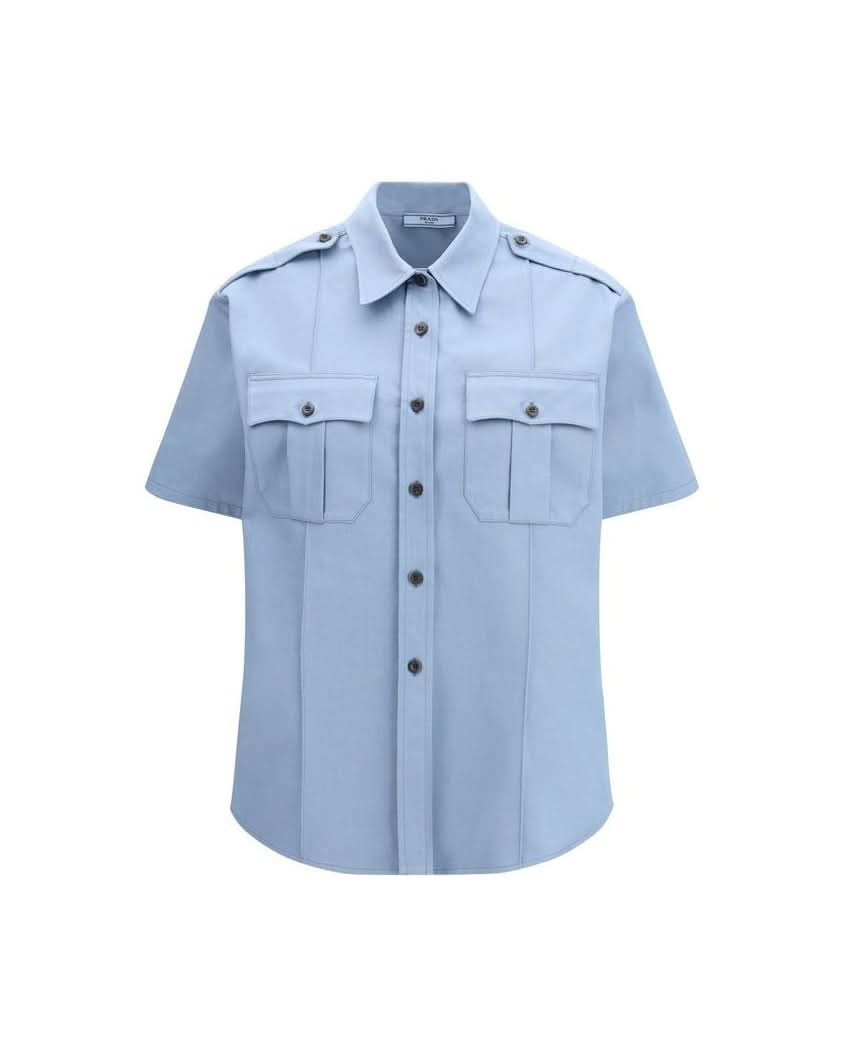 Prada Blue Cotton Shortsleeve Shirt