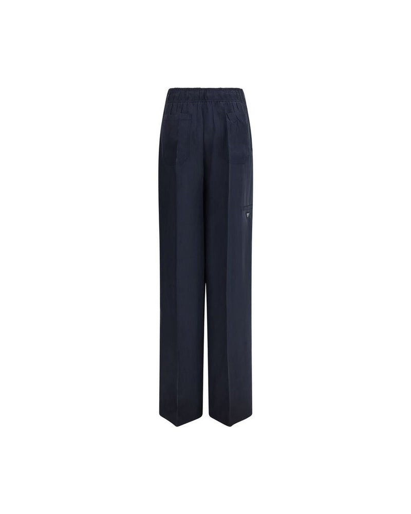 Prada Blue Silk Casual Pant Glam Steals