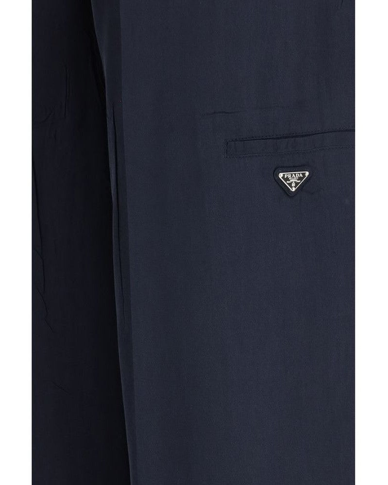 Prada Blue Silk Casual Pant Glam Steals