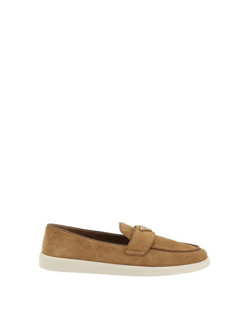 Prada Brown Calf Leather Bos Taurus Slip On Loafers 
