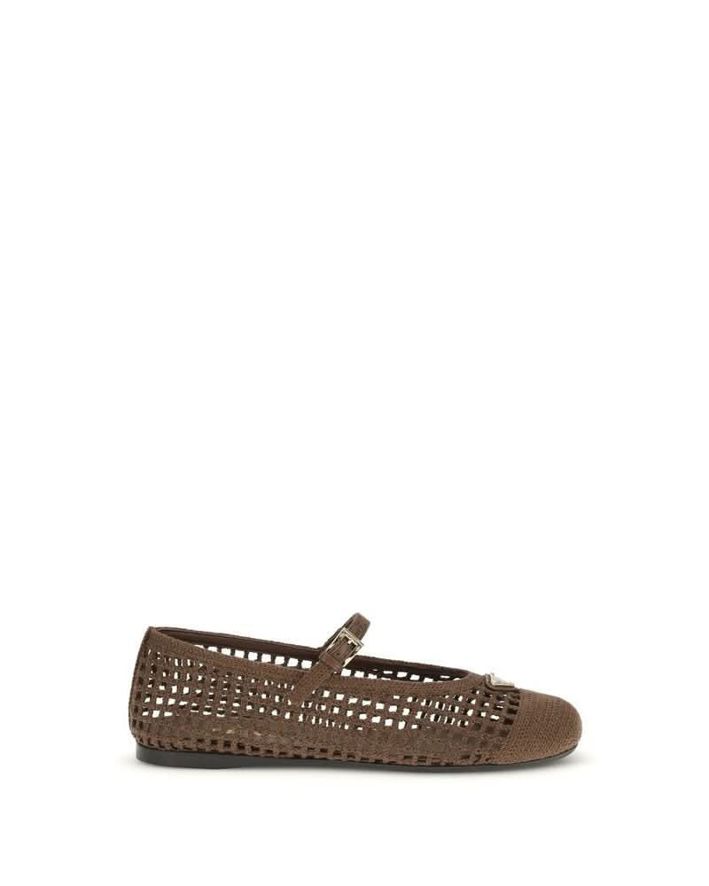 Prada Brown Cotton Ballet Flats 