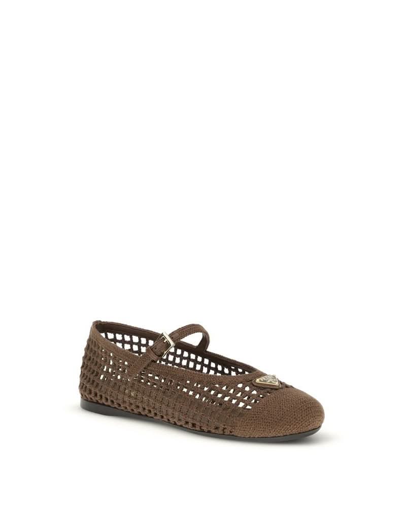 Prada Brown Cotton Ballet Flats 