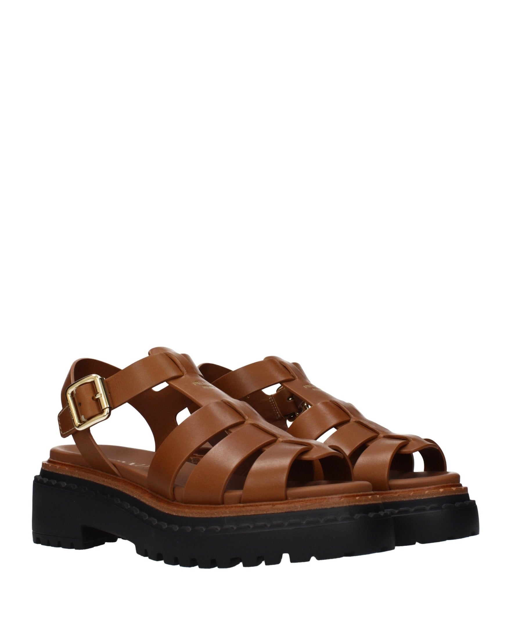 Prada Brown Leather Platform Sandals Glam Steals
