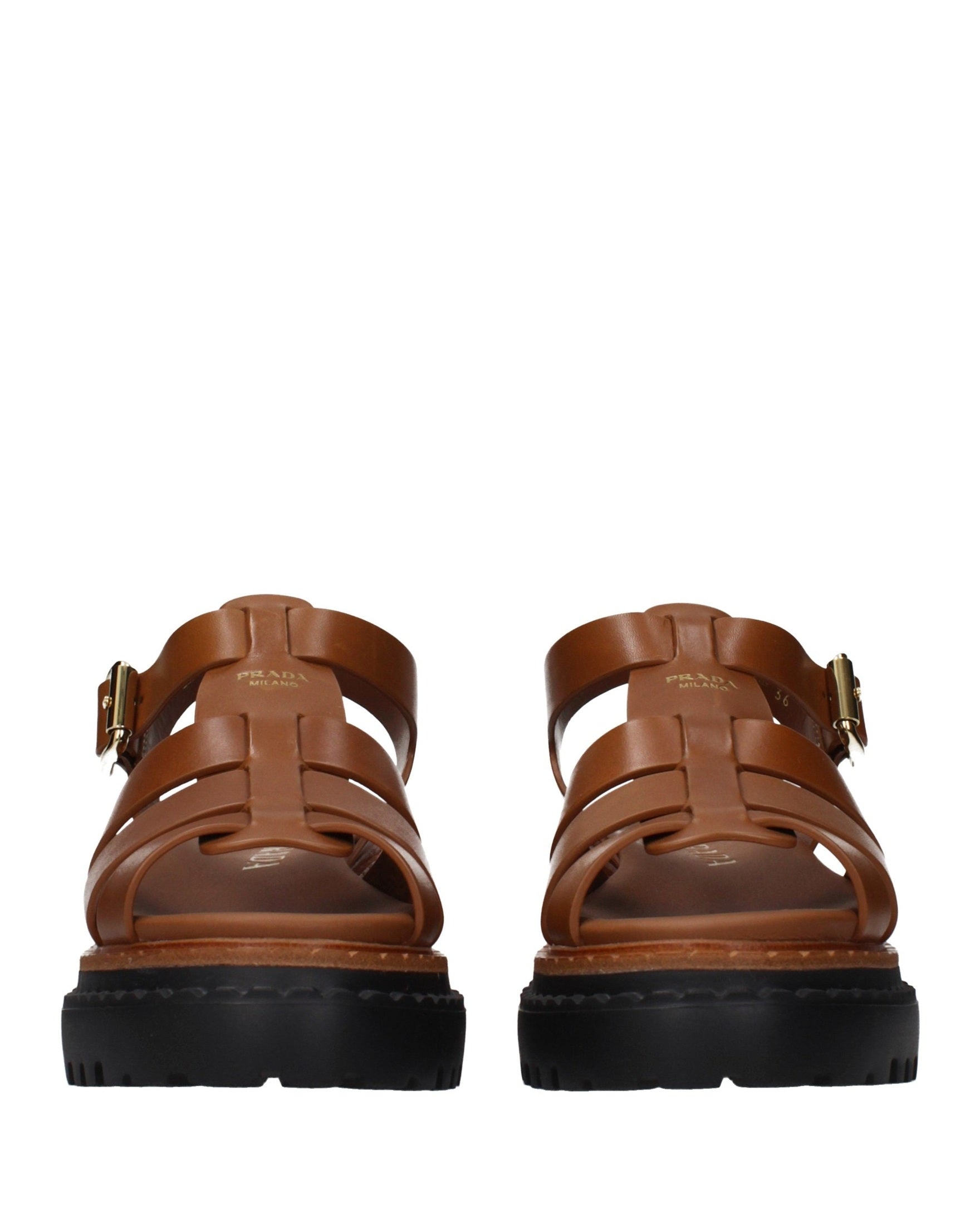 Prada Brown Leather Platform Sandals Glam Steals