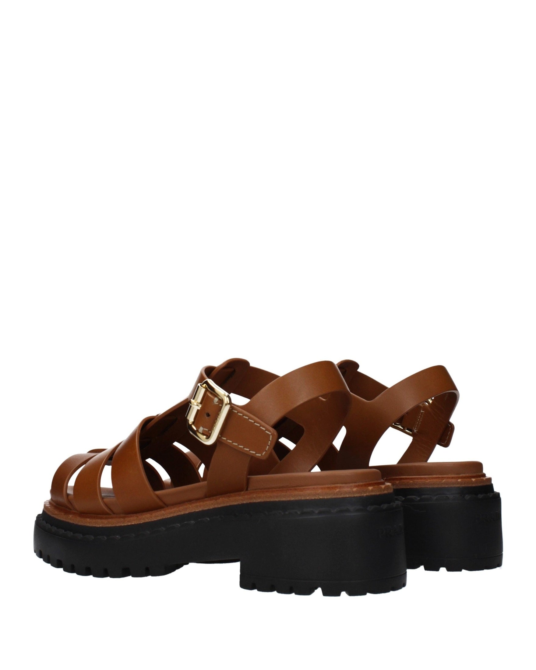 Prada Brown Leather Platform Sandals Glam Steals