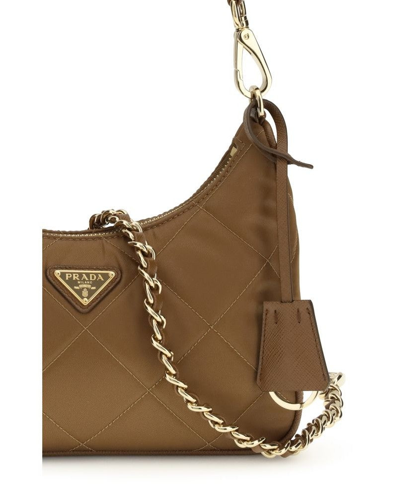 Prada Brown Recycled Polyamide Shoulder Bag Glam Steals