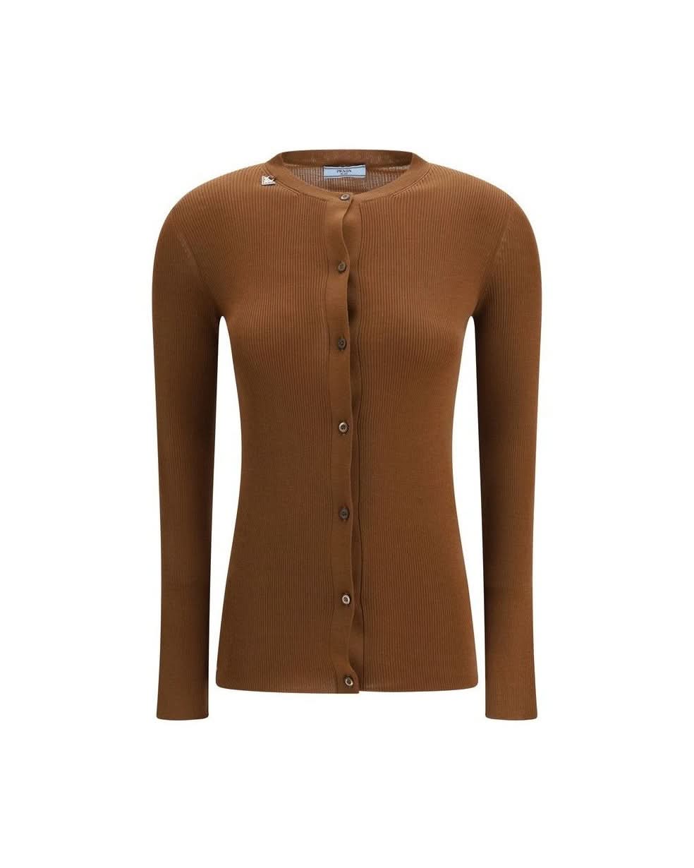 Prada Brown Wool Fleece Cardigan 