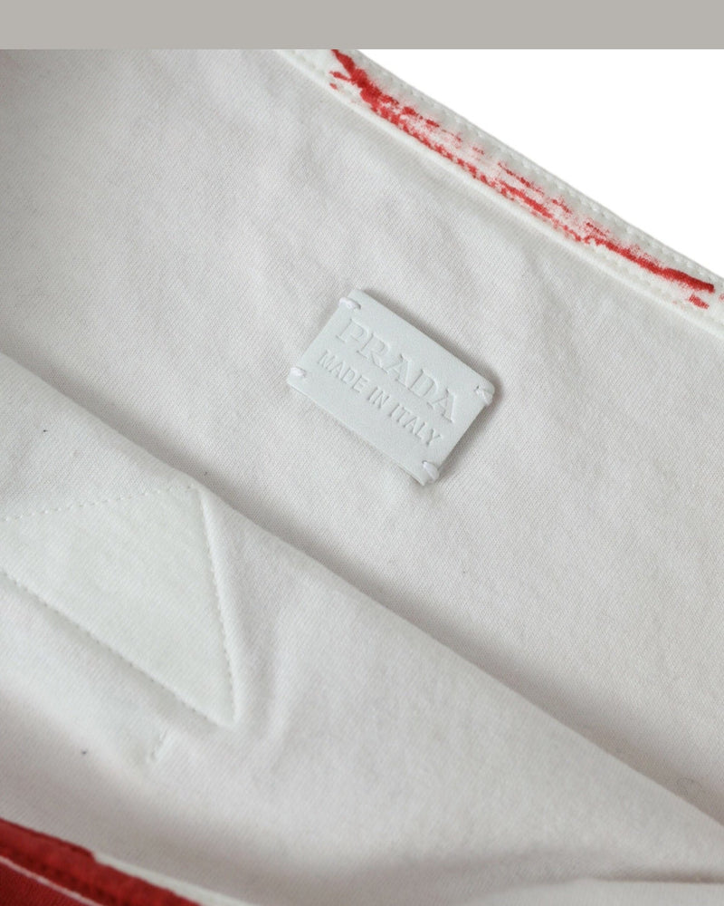 Prada Chic And Fabric Tote Red White Bag Glam Steals