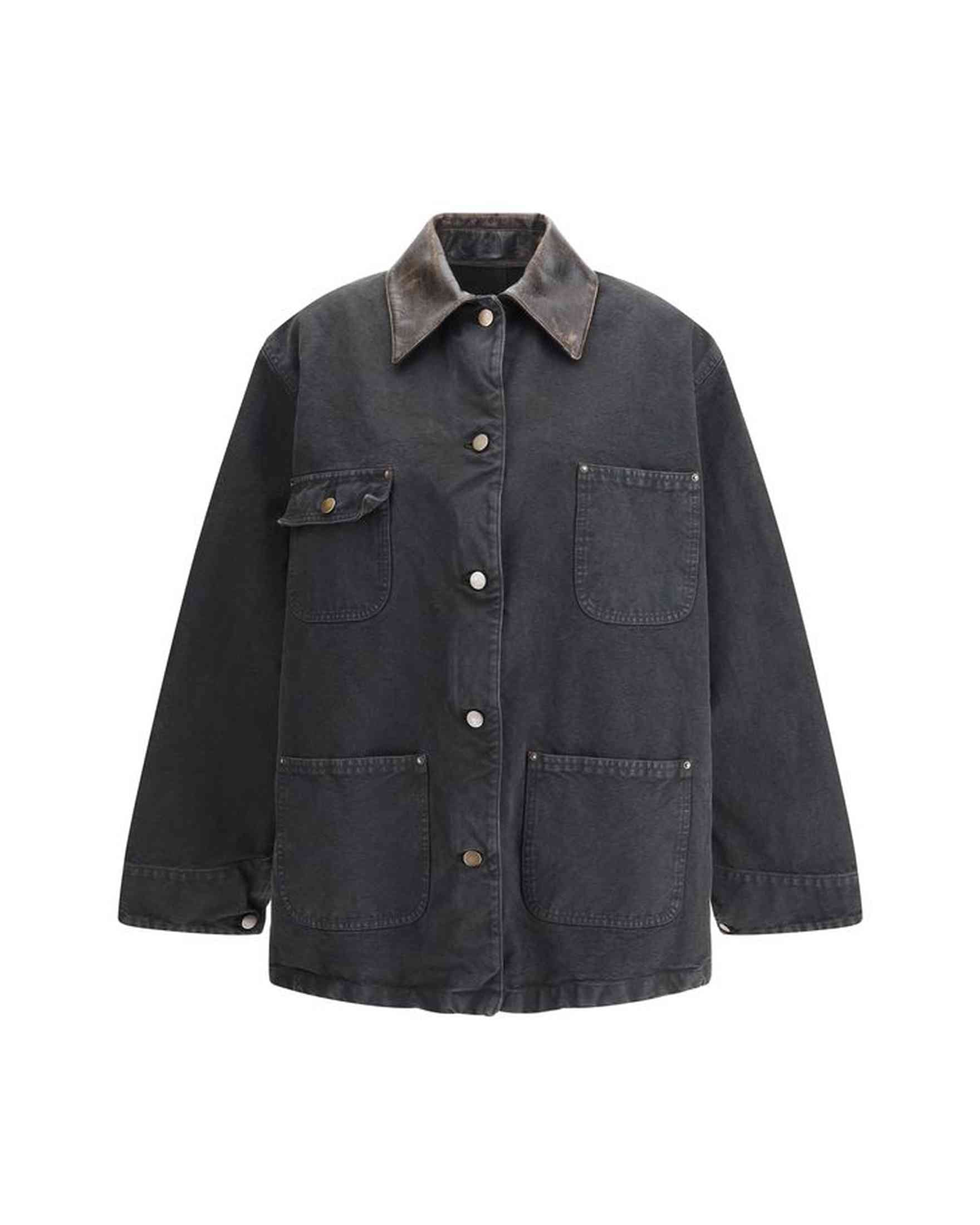 Prada Denim Jacket With Leather Collar Glam Steals