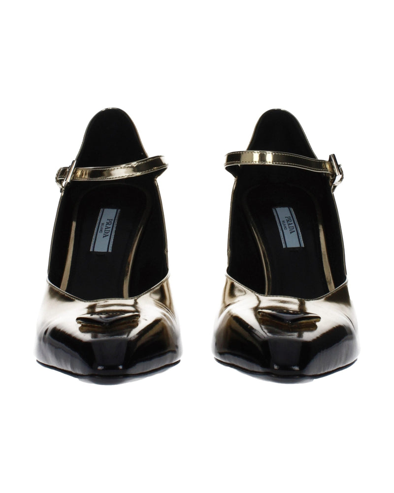 Prada Gold Leather High Heel Pumps Glam Steals