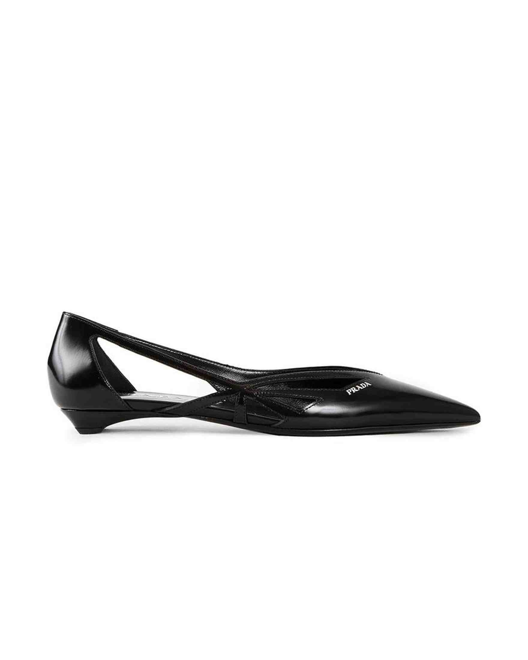 Prada Leather Brushed Cut Out Ballerina Flats Glam Steals