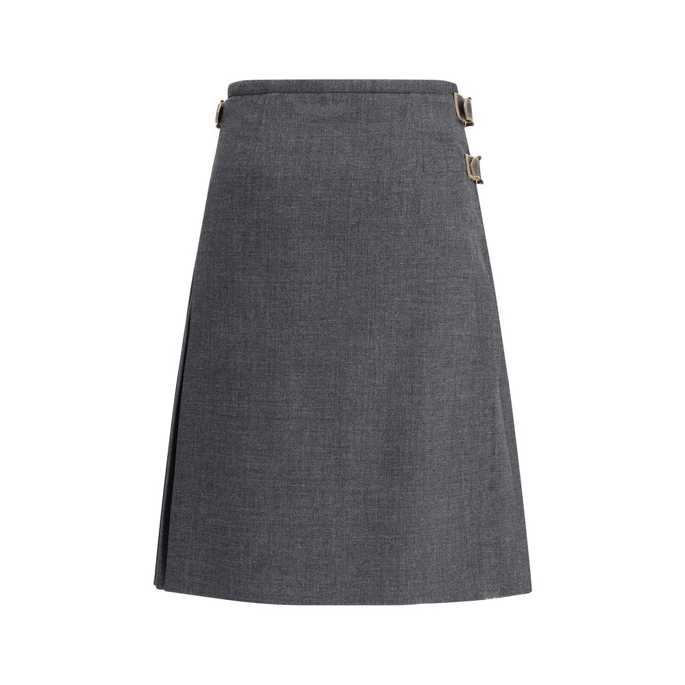 Prada Pleated Skirt In Kid Mohair