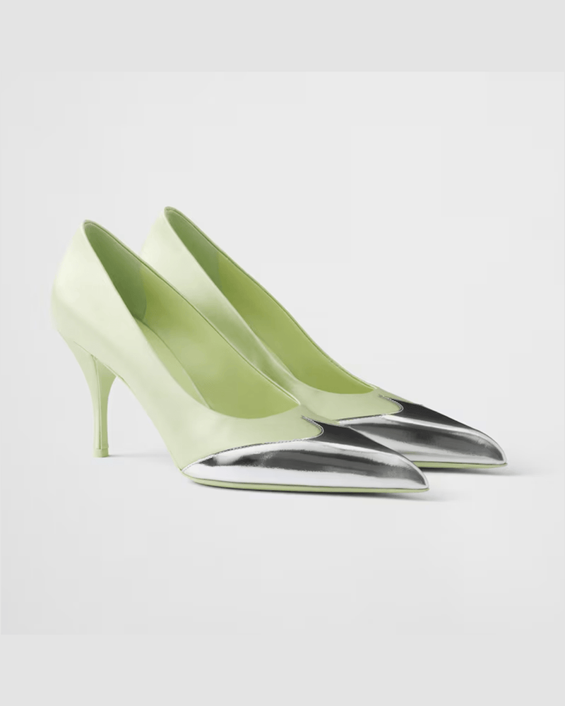 Prada Satin And Metallic Leather Pumps Glam Steals